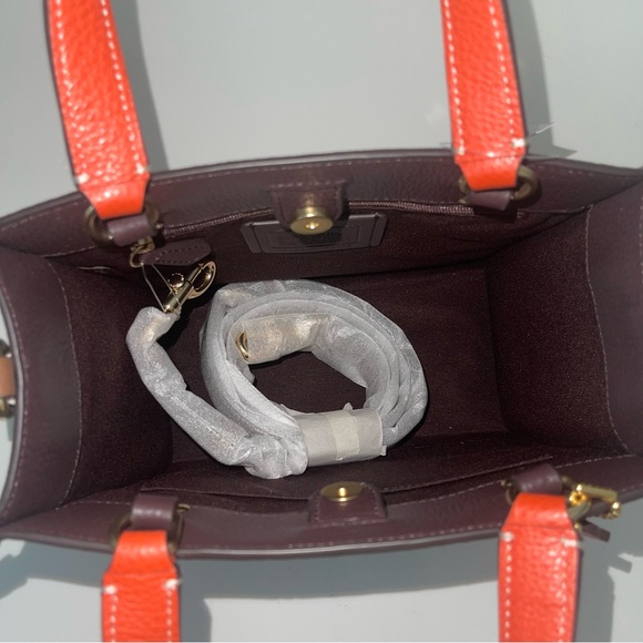 Coach Dempsey Tote 22 In Signature Canvas With Hedgehog Print In Brown Black NWT - Picture 9 of 16